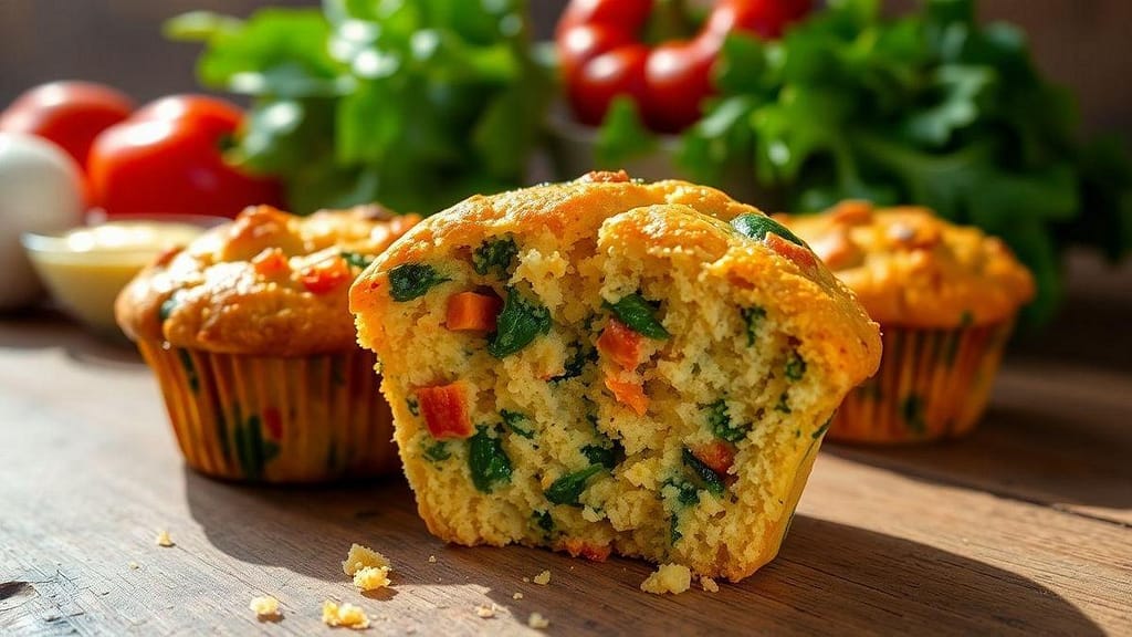 Muffin salgado com legumes e claras de ovo Muffin salgado com legumes e claras de ovo