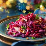 Salada de repolho roxo, maçã verde e nozes Salada de repolho roxo, maçã verde e nozes